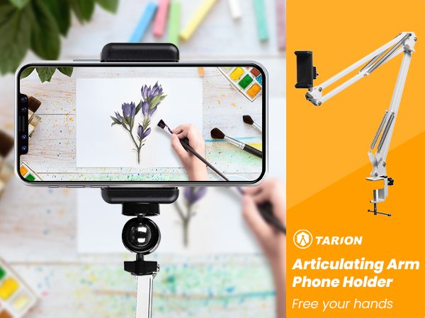 phone stand raised with books for overhead filming